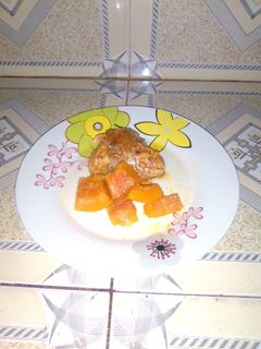Una foto de Pollo con calabaza