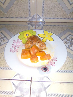 Una foto de Pollo con calabaza