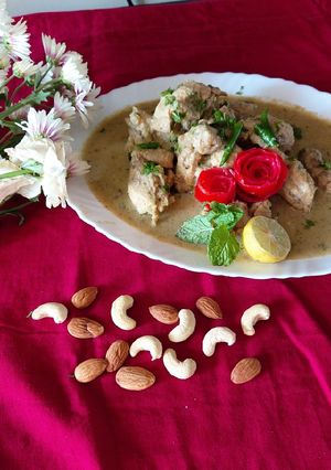 A picture of White chicken creamy korma.