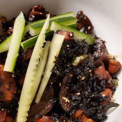 A picture of Black Bean Paste Chicken and Vegetables. Jajangmyeon (Keto).