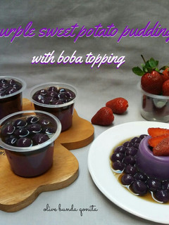 Foto resep Puding ubi ungu dengan boba