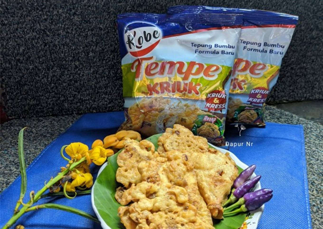 Tempe goreng kriuk bersalut udang ala kobe
