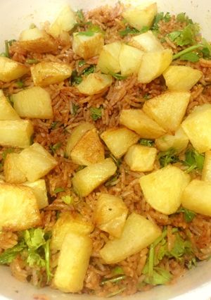 صورة لوصفة رز احمر مع البطاطا
