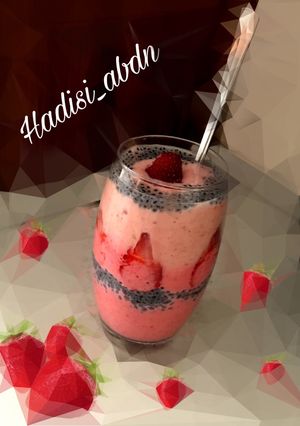 عکسی از دستور 🍓🍌شیک موز و توت فرنگی🍌🍓