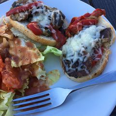 A picture of Open-face Provençal vegetable sandwich.