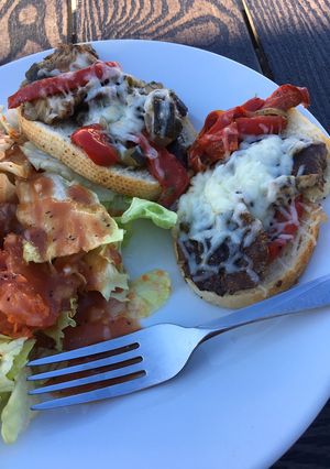 A picture of Open-face Provençal vegetable sandwich.