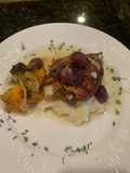 Rosemary Chicken Thighs w Roasted Grapes and Smashed Parsnips