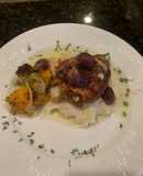 Rosemary Chicken Thighs w Roasted Grapes and Smashed Parsnips