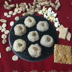 A picture of Makarskranti special sesame(till) mawa ladoo.
