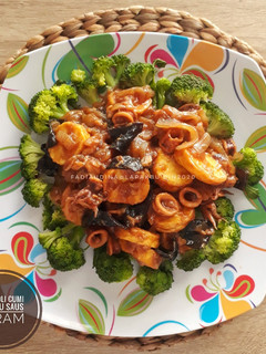 Foto resep Brokoli Cumi & Tofu Saus Tiram