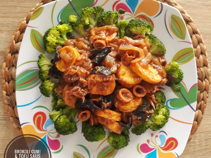 Langkah Gampang Menyiapkan Resep Brokoli Cumi &amp;amp; Tofu Saus Tiram yang Uenak Anti Ribet, Sempurna