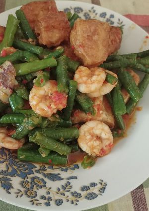 Foto resep Tumis udang-tahu-kacang panjang