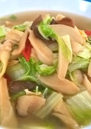 Foto resep Cah Jamur Sawi Putih Mix Kembang Tahu (Vegan Recipe)