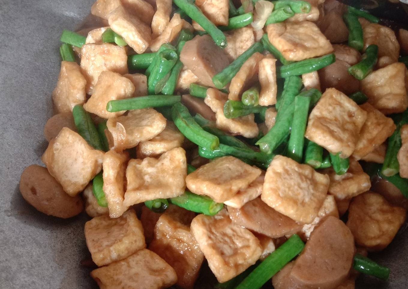 Tumis tahu bakso kacang panjang