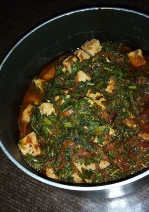 A picture of Spinach with awara.