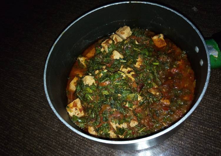 Spinach with awara