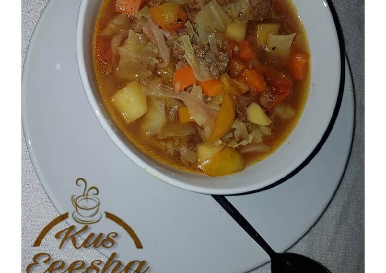 Get Breakfast of Mince meat and vegetable soup