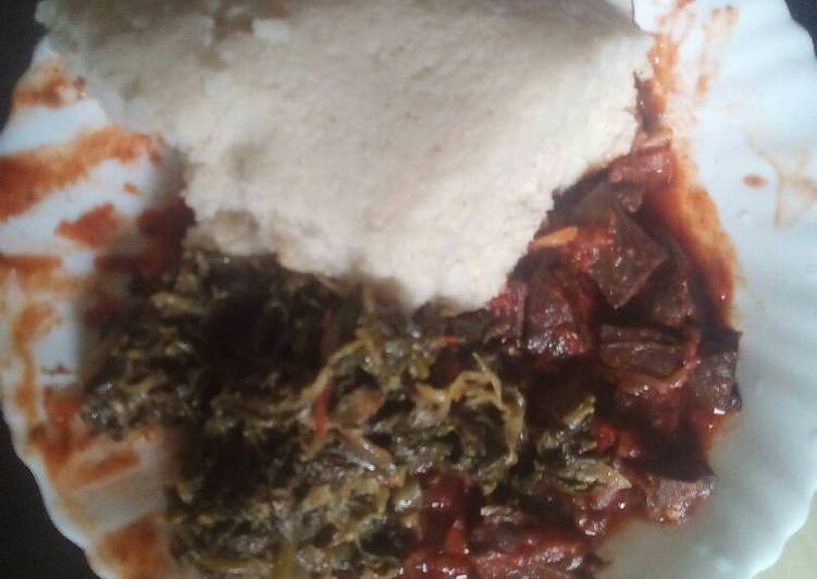 Wet fry liver served with ugali