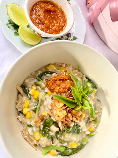 Foto resep Bubur Manado, bahan dasar oats dan barley flakes