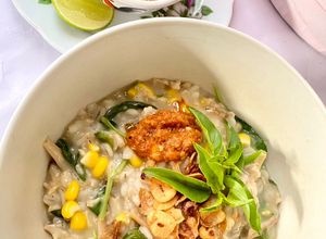 Foto resep Bubur Manado, bahan dasar oats dan barley flakes
