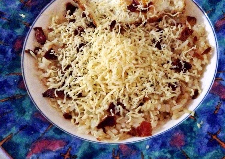 Cara Gampang Menyiapkan Egg and bacon ricebowl Anti Gagal