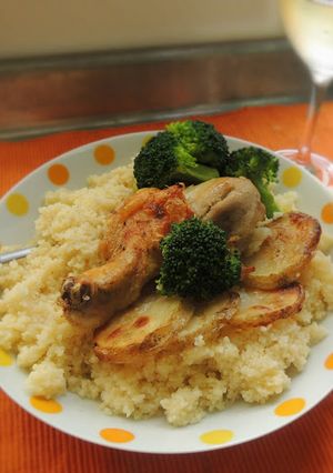 奶油大蒜烤雞腿與北非小米couscous 的食譜成品照片