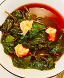 Canh rau dền đỏ nấu tôm