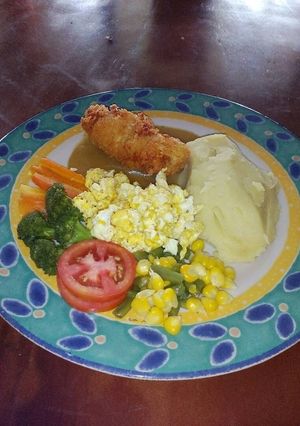 Foto resep Sashami cheese age with mashed potatoes