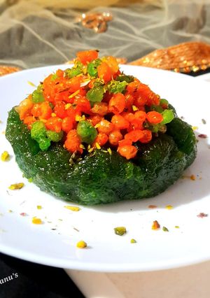 A picture of Sweet Boondi In Leftover Chashni With Lauki Halwa Bowl.