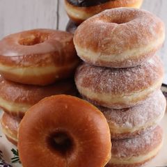A picture of Soft and fluffy doughnuts.
