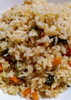 A picture of Zucchini and carrot rice pilaf.
