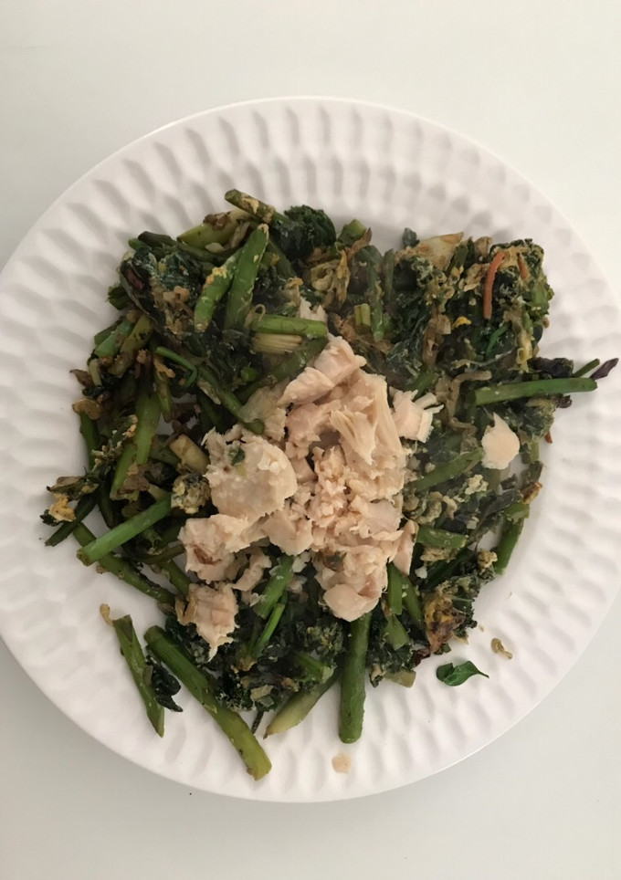 A picture of Veggies with chicken.