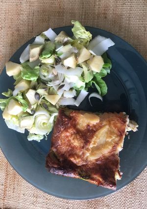 Une photo de Flan ou quiche sans pâte courgettes-saumon fumé