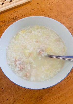 娃娃菜肉碎粥 的食譜成品照片