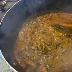 A picture of Ogbono with bitterleaves.