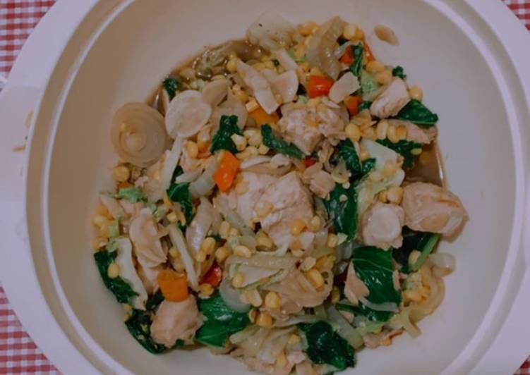Proses Membuat Tumis sawi ayam Lezat