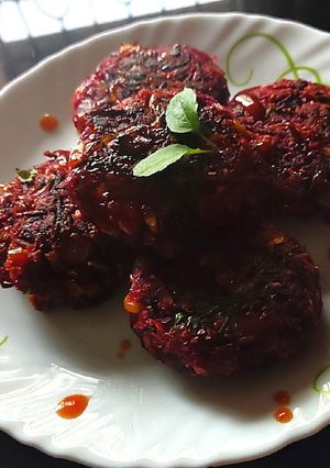 A picture of Corn Beetroot Cutlets.