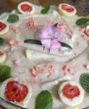 Postre de plátanos y manzanas con requesón