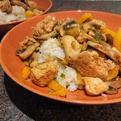 A picture of Turkey and Mushroom Fry.