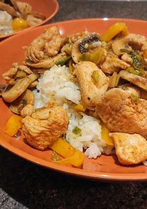 A picture of Turkey and Mushroom Fry.