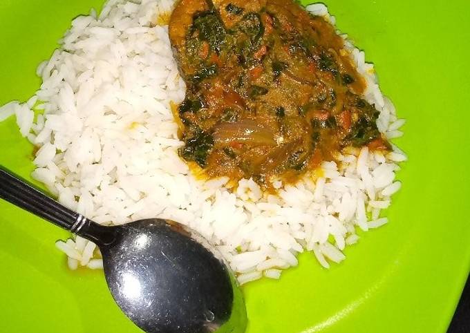Banga stew and white rice