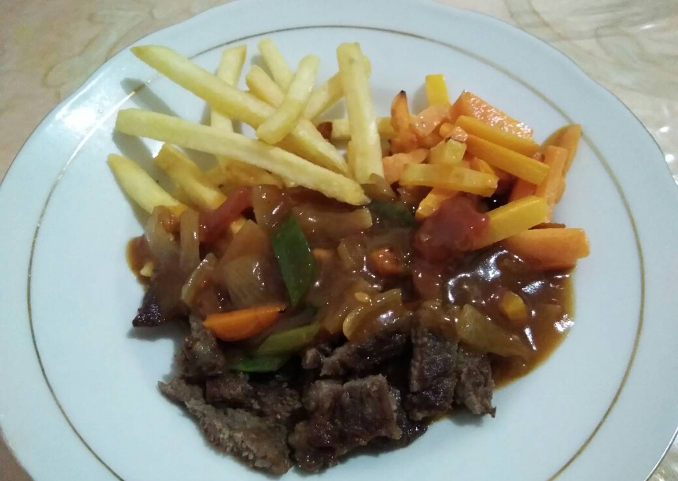 Beef steak / steak daging sapi saos cokelat