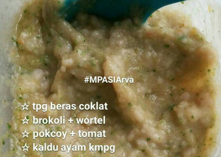 Langkah Membuat Tp beras coklat + sayur #MPASI6M14D Yang Gurih