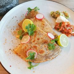A picture of Vege quesadilla with whole wheat tortilla.