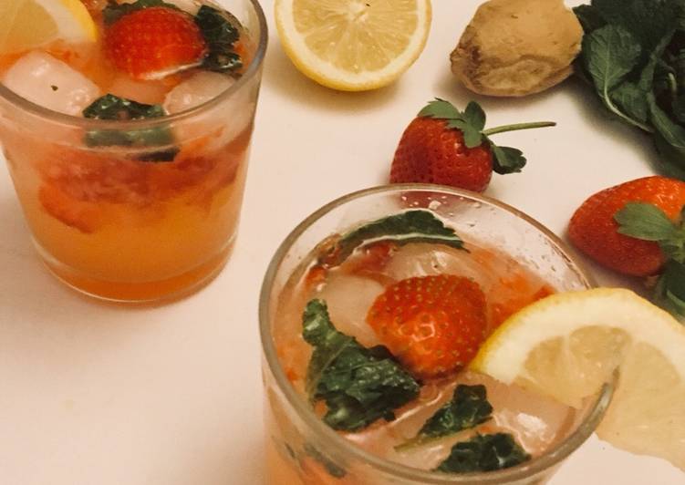 Strawberry and ginger beer cocktail