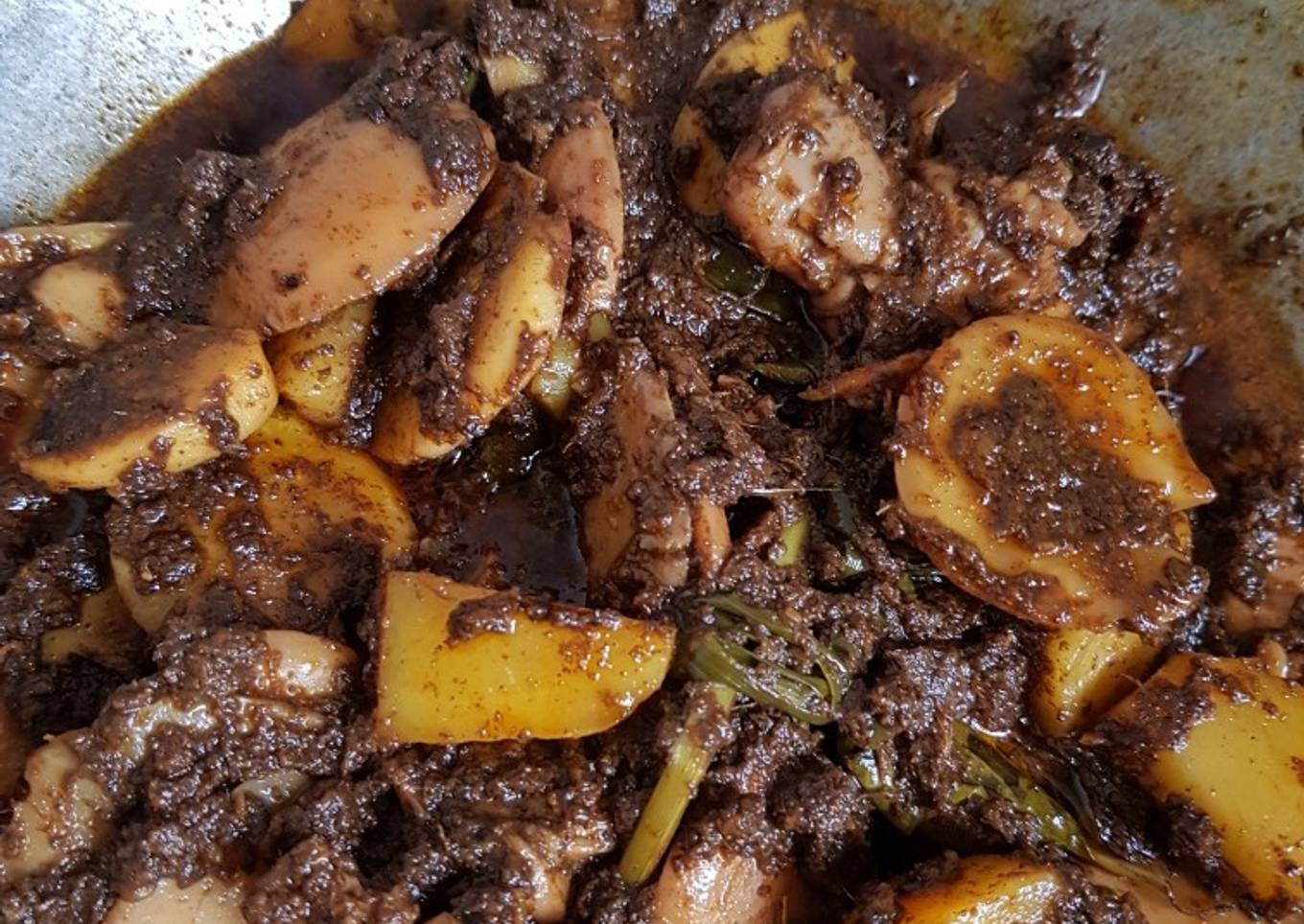 Rendang jengkol + kentang