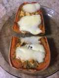 Zapallo relleno con suprema y pencas de acelga