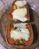Zapallo relleno con suprema y pencas de acelga