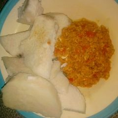 A picture of My boiled yam and egg sauce hope I try.
