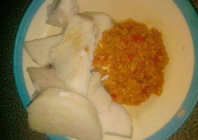 Recipe of Speedy My boiled yam and egg sauce hope I try